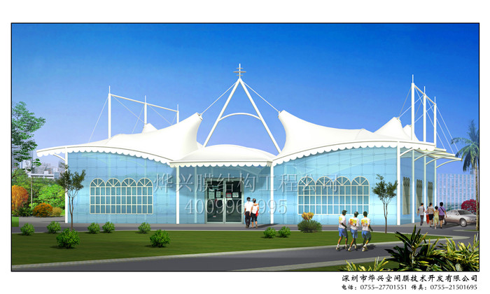 【酒店餐廳膜結(jié)構(gòu)】大型餐廳景觀(guān)張拉膜遮陽(yáng)棚